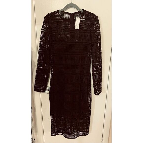 Zara Black Eyelet Dress With Slip Underneath Womens SZ M New - Picture 2 of 10
